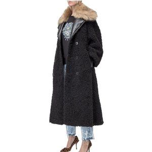 $498 Diesel Women’s L Asc Long Overcoat In Black Size S